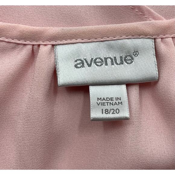Avenue Womens Top Plus Size 18 / 20 Light Pink Tassel Tie Neck Blouse - Picture 4 of 5